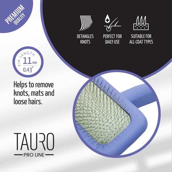 Розчіска-щітка дерев'яна прямокутна Tauro Pro Line, зубці 11 мм, purple, S