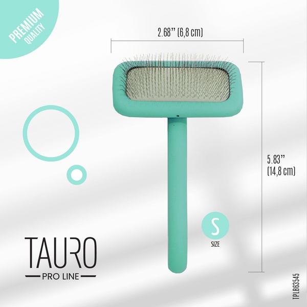 Расческа-щетка деревяная прямоугольная Tauro Pro Line, зубчики 11 мм, mint, S
