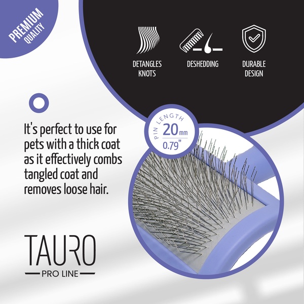 Расческа-щетка пластиковая Tauro Pro Line, зубчики 20 мм, purple