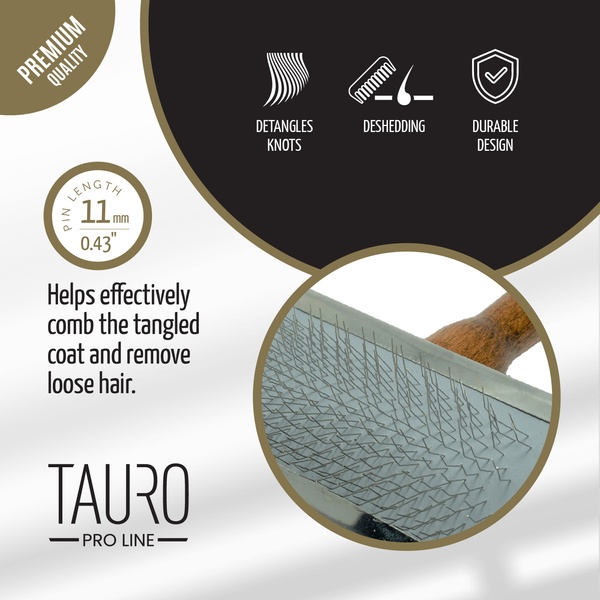 Расческа-щетка с металлическим ободком Tauro Pro Line, зубці 11 мм, S