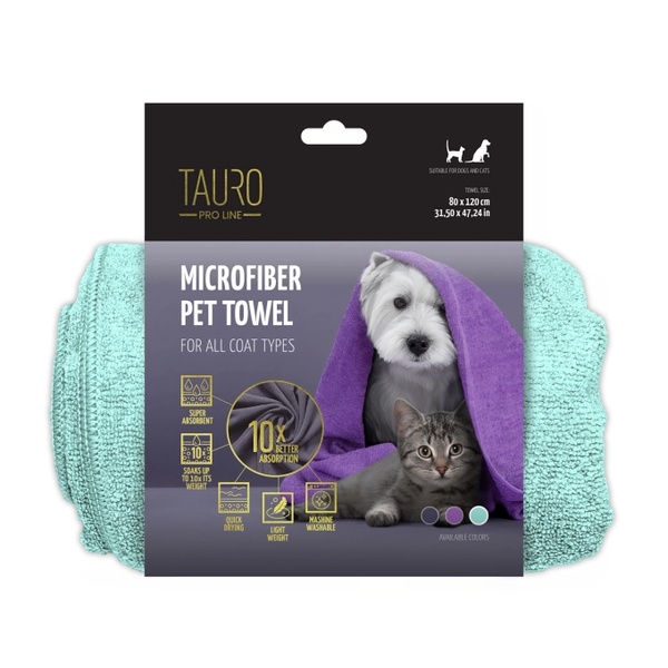 Tauro Pro Line Полотенце из микрофибры для домашних животных, мятное, 60x90 см