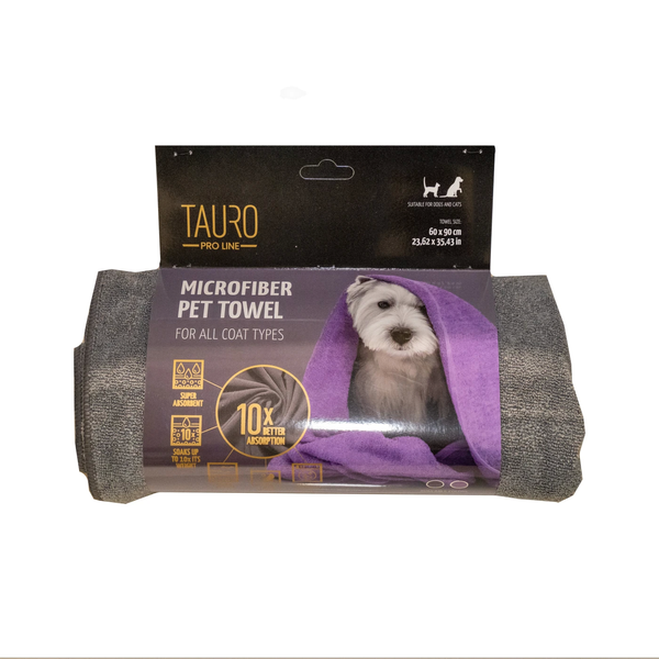 Рушник для домашніх тварин з мікрофібри Tauro Pro Line, grey 60*90 cm