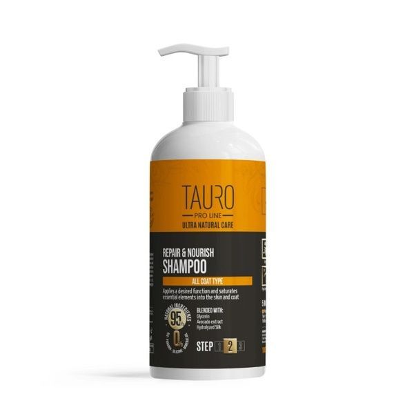 Tauro Pro Line Ultra Natural Care Repair and Nourish Shampoo Шампунь восстановление и питание для кожи и шерсти собак и кошек, 1000 мл