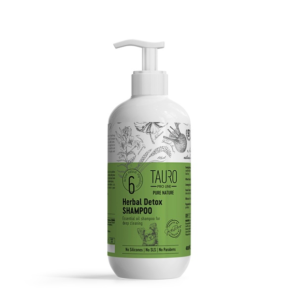 Шампунь для глубокого очищения шерсти собак и кошек Tauro Pro Line Pure Nature Herbal Detox, 400 ml