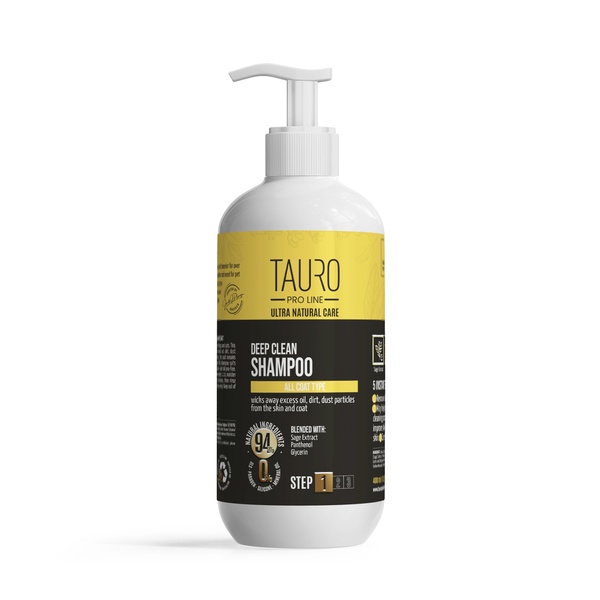 Шампунь для глубокой очистки кожи и шерсти собак и кошек TAURO PRO LINE Ultra Natural Care Deep Clean Shampoo, 400 мл