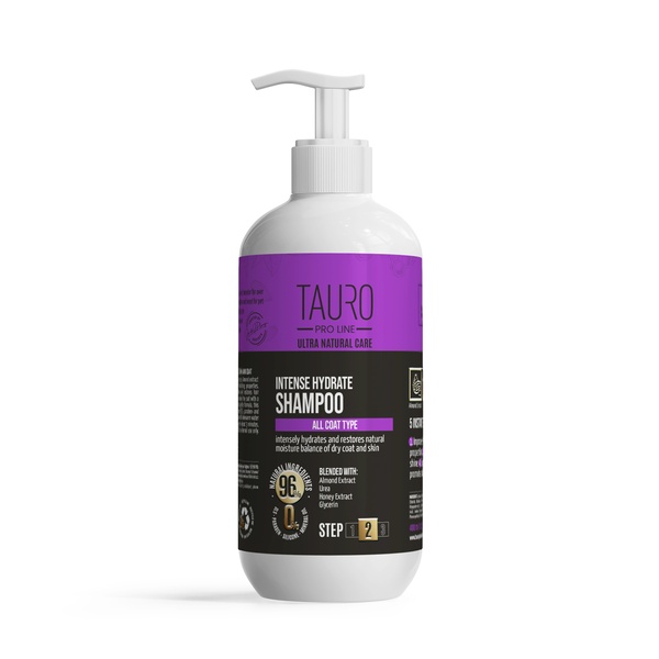 Інтенсивно зволожуючий шампунь для шерсті та шкіри собак та котів TAURO PRO LINE Ultra Natural Care Intense Hydrate Shampoo, 400 мл